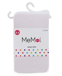 Memoi Girls' 2 Pair Pack Nylon Heart Tights