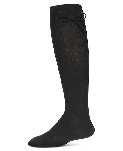Memoi Big Girls Ribbed Bow Knee-High Socks