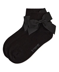 Memoi Girls' Ribbed Bow Anklet Socks
