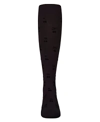Memoi Girls Opaque Cherry-Pattern Flocked Tights