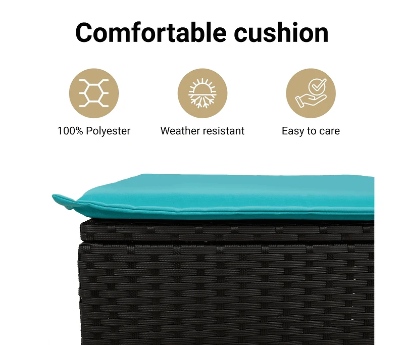 vidaXL Patio Sofa Corner with Cushions Black Poly Rattan