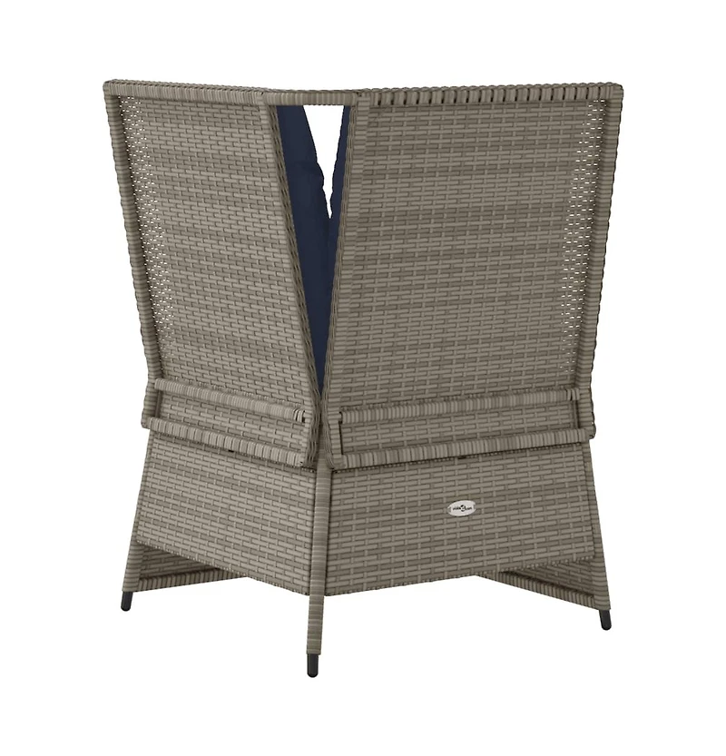 Patio Sofa Gray, Navy Blue Pe Rattan, Powder-Coated Steel Medium