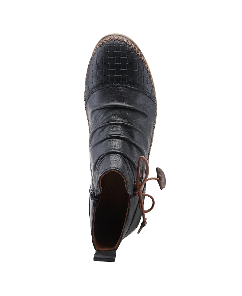 Spring Step Pomeroy Leather Booties with Basketweave Toe and Lightweight Flexible Sole