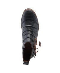 Spring Step Pomeroy Leather Booties with Basketweave Toe and Lightweight Flexible Sole
