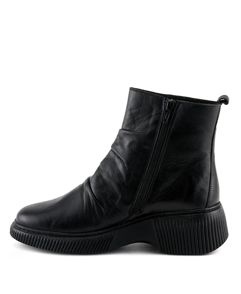 Azura Spring Step Nayana Leather Bootie with Ruching Detail, Removable Insole, and Lugged Sole