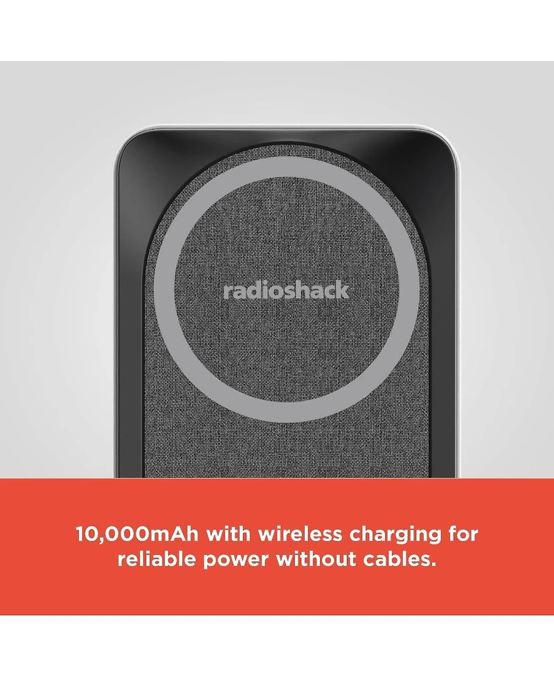 RadioShack 10,000 Mah 3 in 1 Magnetic Wireless Portable Battery PowerBank with Smart Watch Charger and MagSafe, Indicator Lights, Usb C 2309285