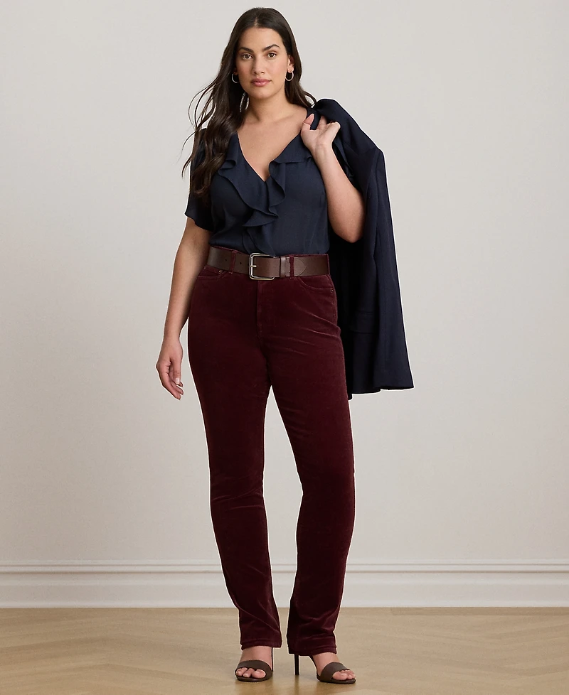 Lauren Ralph Plus Stretch Mid-Rise Straight Pants