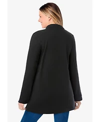 Woman Within Plus Long-Sleeve Polo Shirt