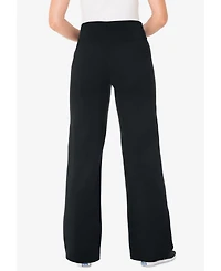 Woman Within Plus Tall Stretch Cotton Wide-Leg Legging