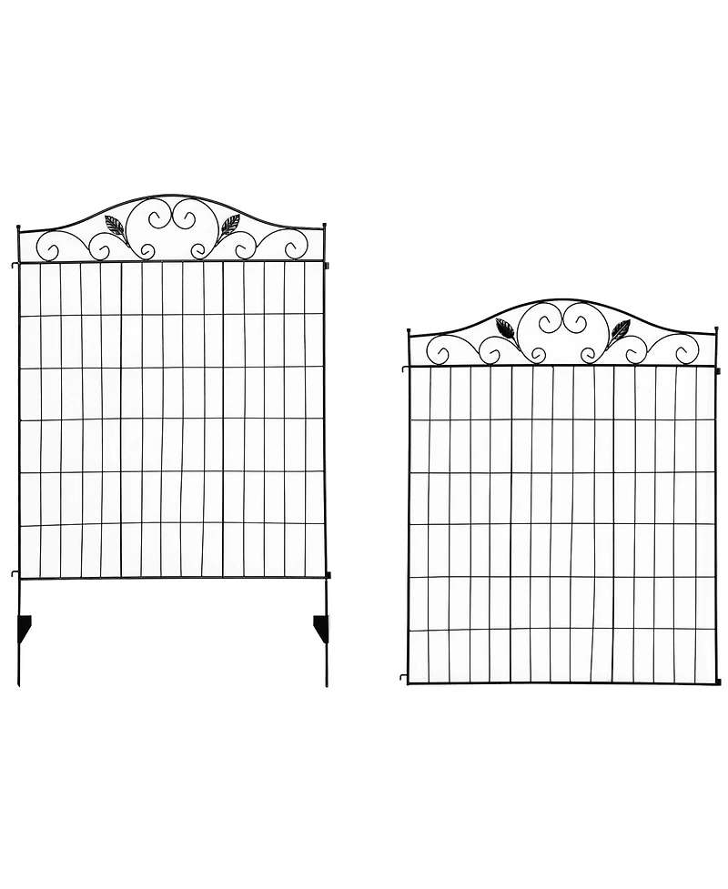 Outsunny Backyard Garden Decorative Fencing with 4 Panels and Steel Wire Frame