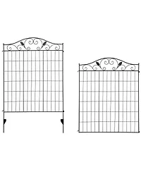 Outsunny Backyard Garden Decorative Fencing with 4 Panels and Steel Wire Frame