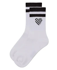 Memoi Big Girls Checkered Heart Crew Socks