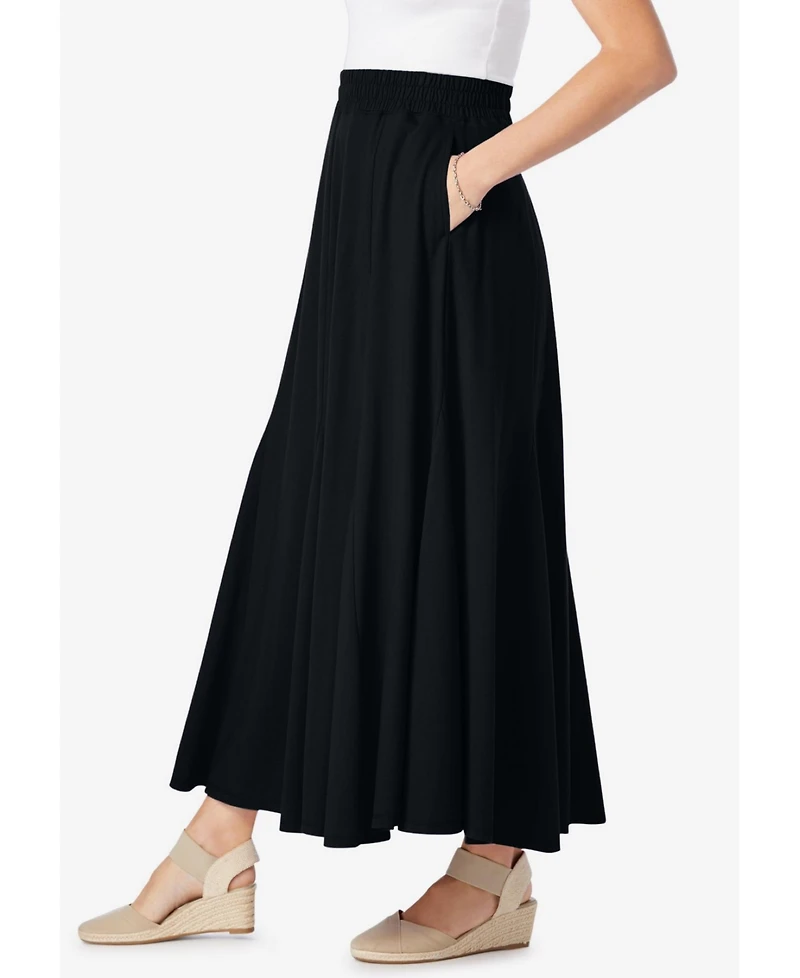 Woman Within Plus Wide Elastic Waist Skirt
