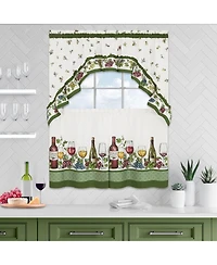 Kate Aurora Napa Winery 3 Piece Rod Pocket Cafe Kitchen Curtain Tier & Swag Set