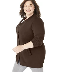 Woman Within Plus Fleece Baseball Jacket