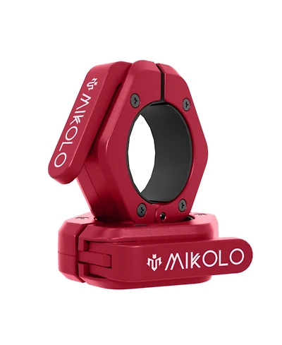 Mikolo Barbell Clamps,2-Inch Olympic Clips with Anti-Slip Tpr Lining and Quick Release for Home Gym Use, (Red)