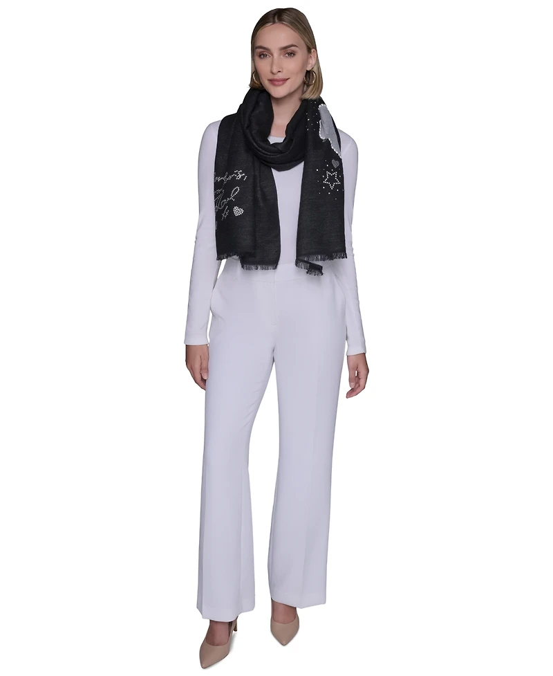 Karl Lagerfeld Paris Women's Love Karl Blanket Scarf