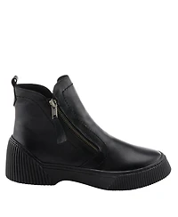 Spring Step Kelko Leather Bootie with Decorative Zipper, Removable Insole, and Sporty Sole