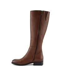 Azura Spring Step Hightail Knee-High Leather Boot with Calf Elastic Gore and Low Stacked Heel