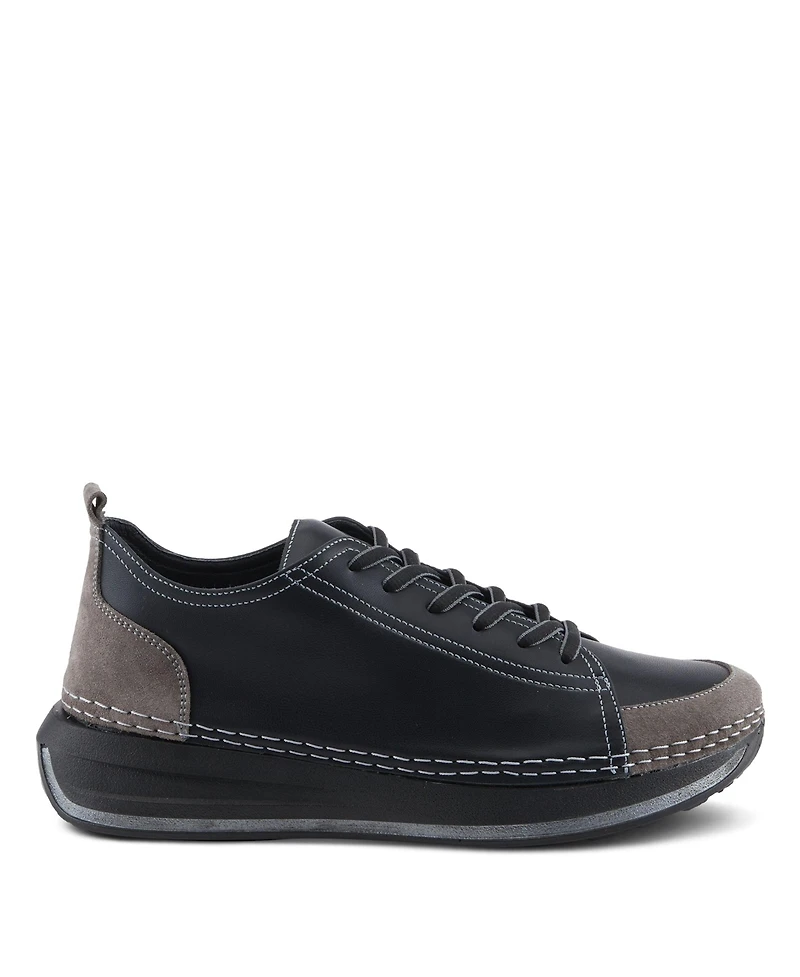 Spring Step Angolan Leather and Suede Sport-Inspired Shoe with Removable Insole Elevated Sole