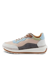 Spring Step Women's Booker Retro Leather Sneakers with Removable Insoles and Bold Suede Accents