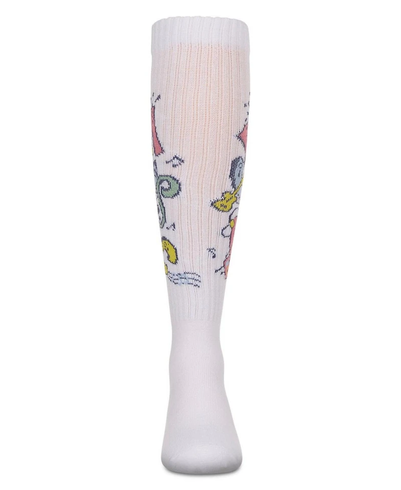 Memoi Big Girls Ribbed Cotton Blend "Graffiti Music" Knee Sock