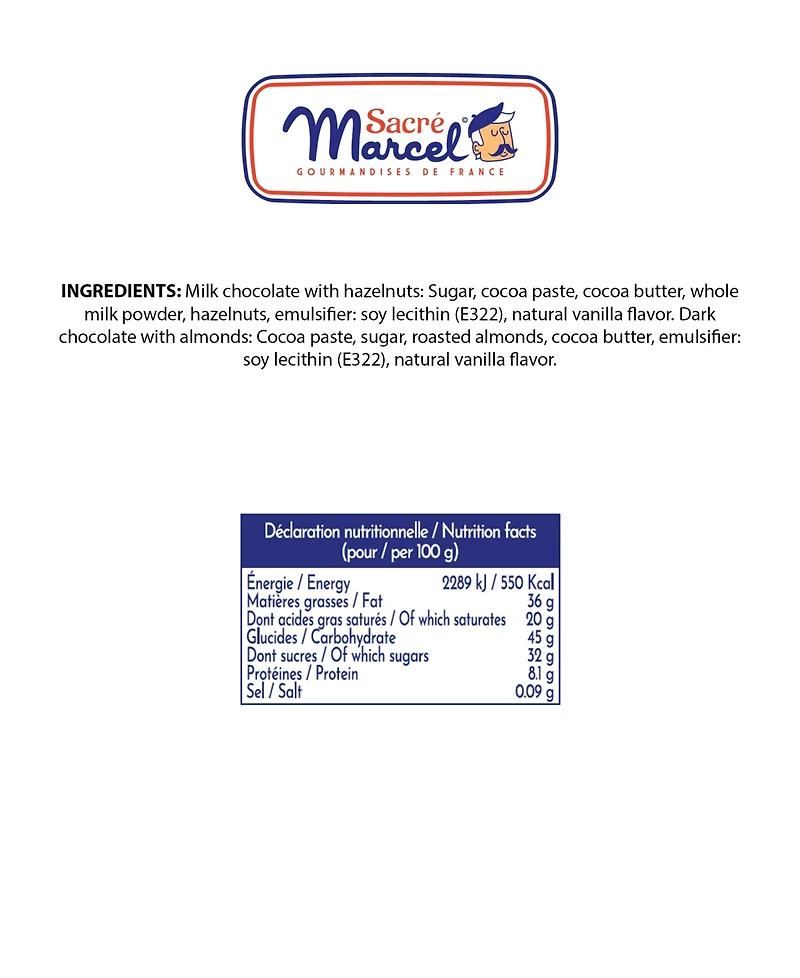 Sacre Marcel Mini Chocolate Bars Gift Box, 3.5oz