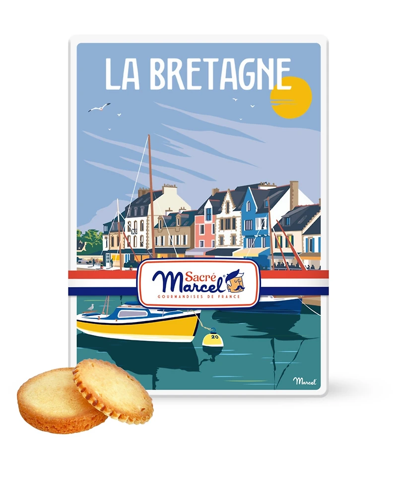 Sacre Marcel Brittany Harbour Tin with Breton Butter Shortbreads, 5.2oz