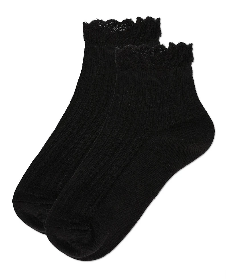 Memoi Big Girls Crochet Ruffle Anklet Socks