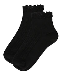 Memoi Big Girls Crochet Ruffle Anklet Socks