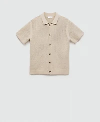 Mango Men's Openwork Knitted Shirt