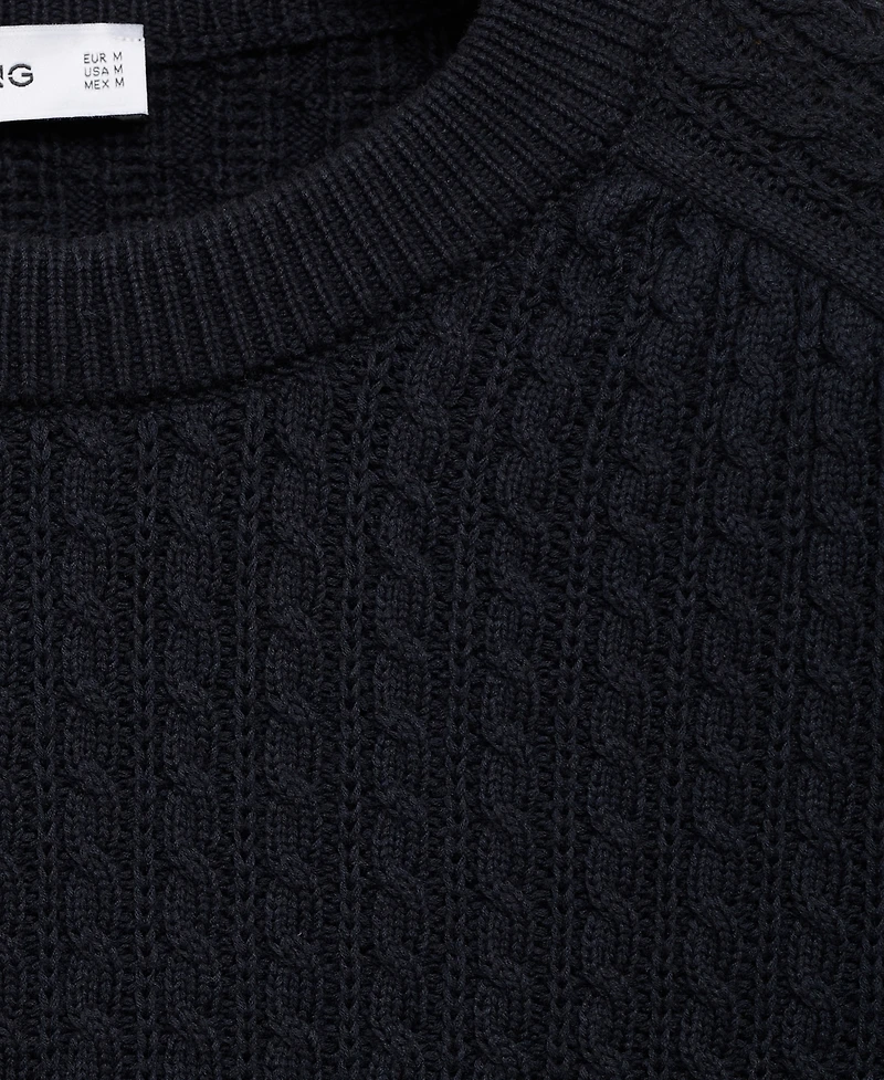 Mango Men's Cotton Braided Sweater