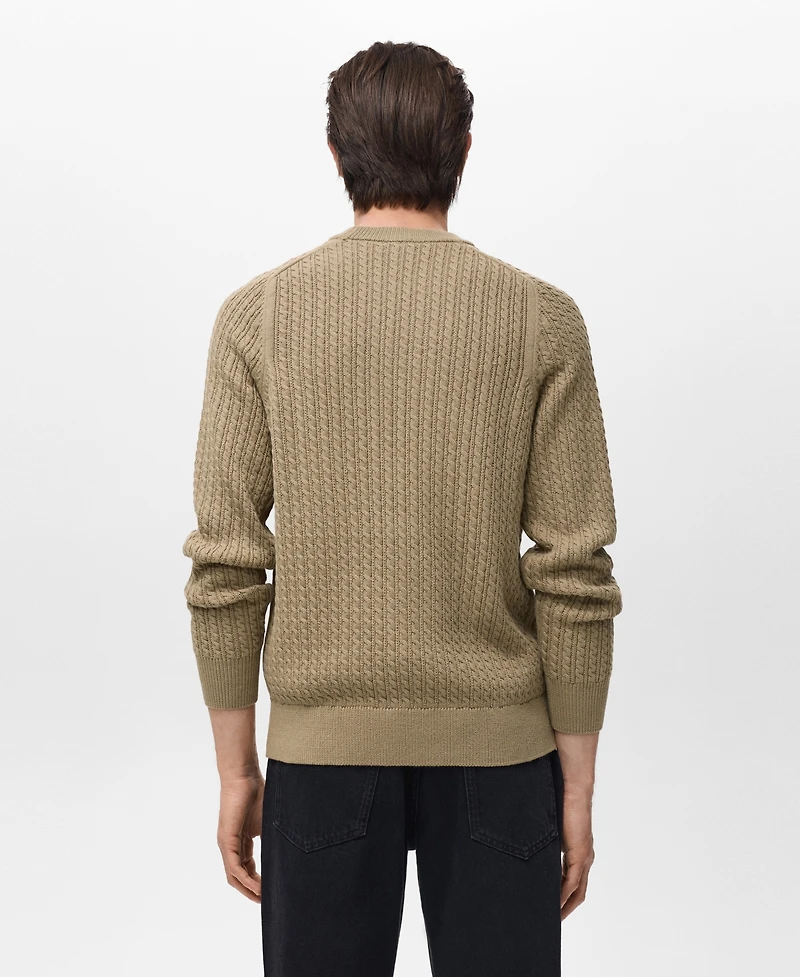 Mango Men's Cotton Braided Sweater