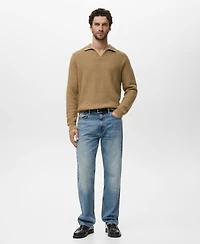 Mango Men's Knitted Structured Polo Sweater