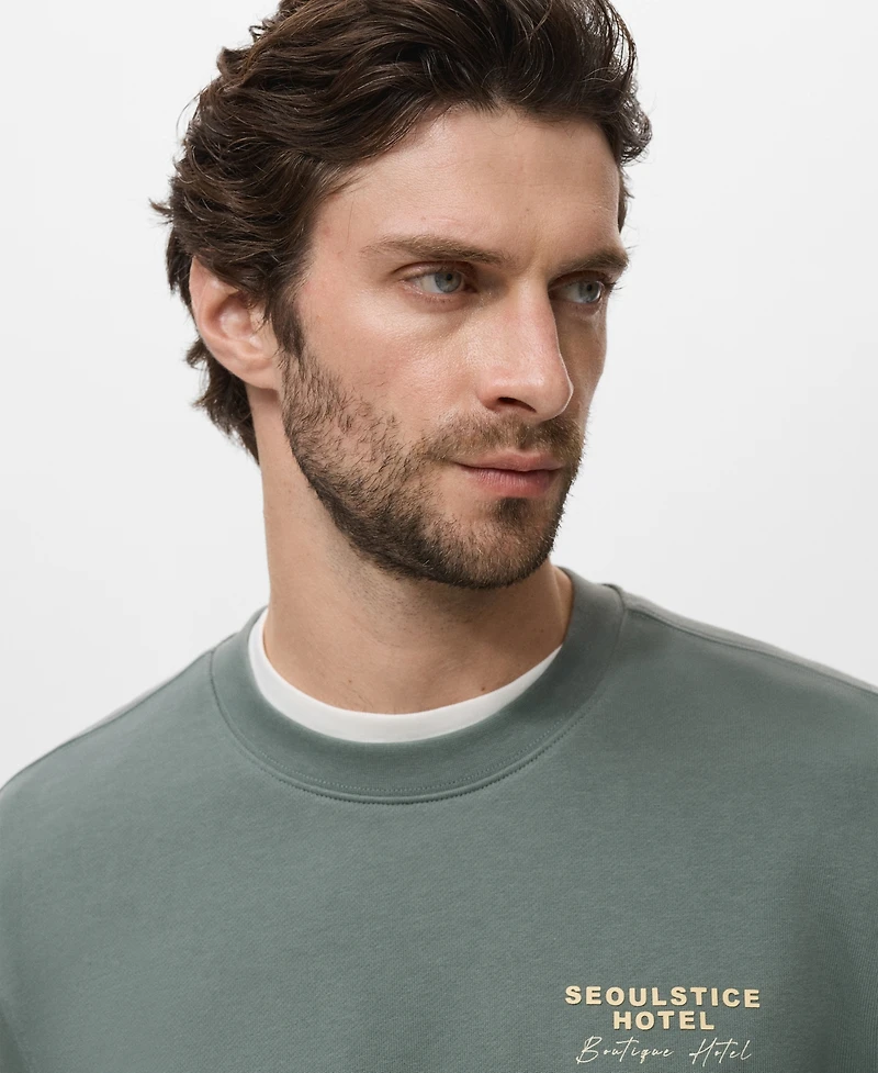 Mango Men's Printed Cotton Sweatshirt