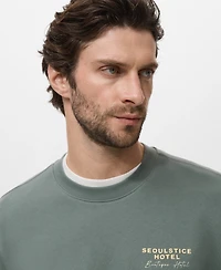 Mango Men's Printed Cotton Sweatshirt