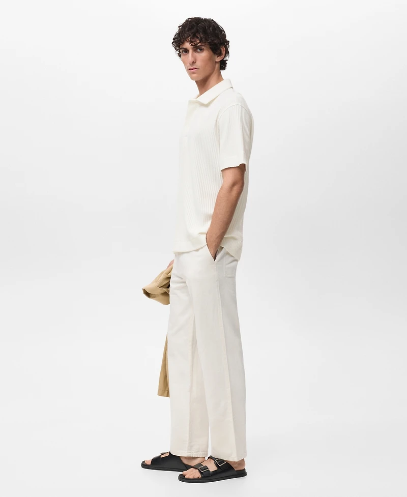 Mango Men's Textured Knitted Polo Shirt