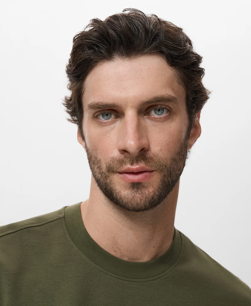 Mango Men's Relaxed-Fit Sweatshirt Fabric T-Shirt