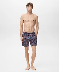 Mango Men's Coral Print Swimsuit