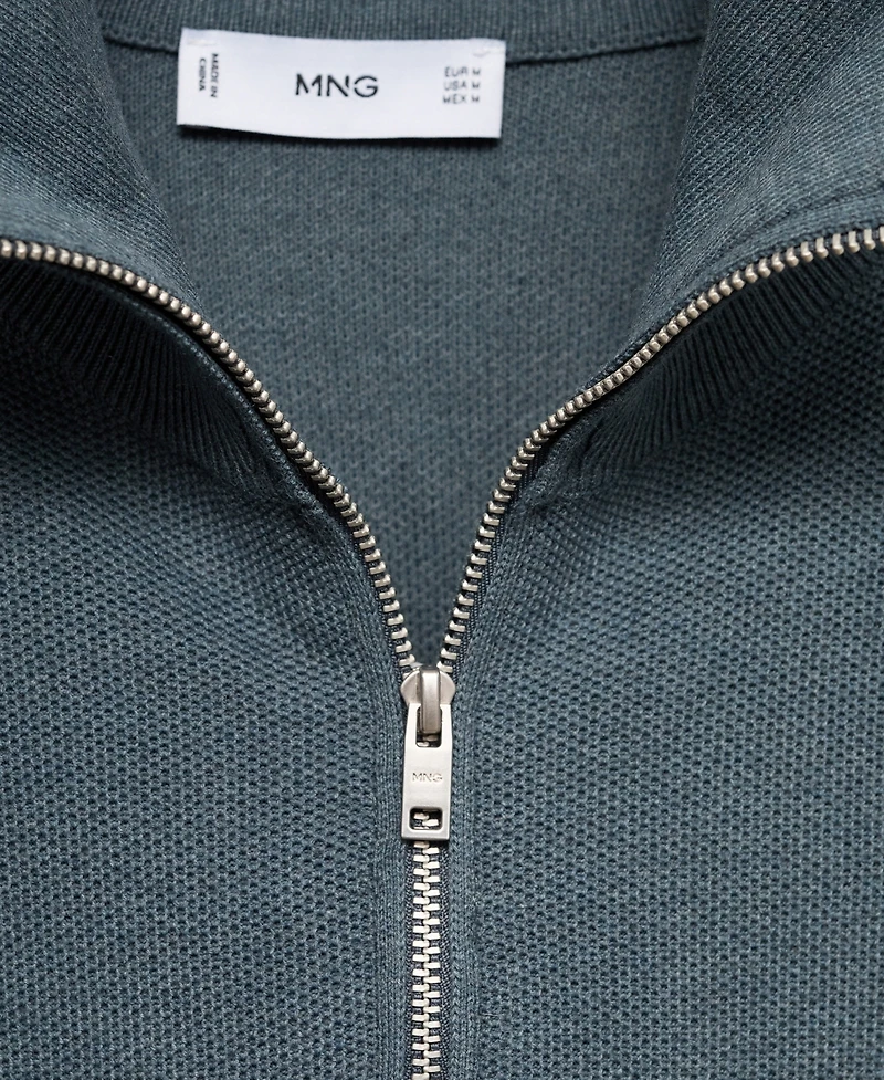 Mango Men's Microstructure Zipper Collar Sweater