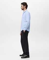 Mango Men's Regular Fit Striped Cotton Shirt