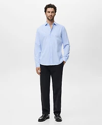 Mango Men's Regular Fit Striped Cotton Shirt