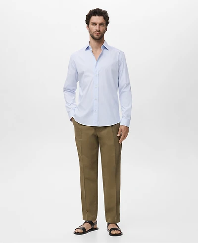 Mango Men's Regular Fit Striped Cotton Shirt