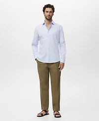 Mango Men's Regular Fit Striped Cotton Shirt