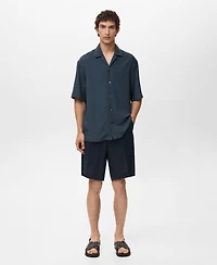Mango Men's Striped Embroidered Shirt