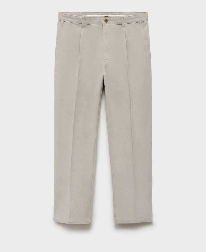 Mango Men's Cotton-Blend Straight-Leg Pleated Pants