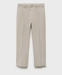 Mango Men's Cotton-Blend Straight-Leg Pleated Pants