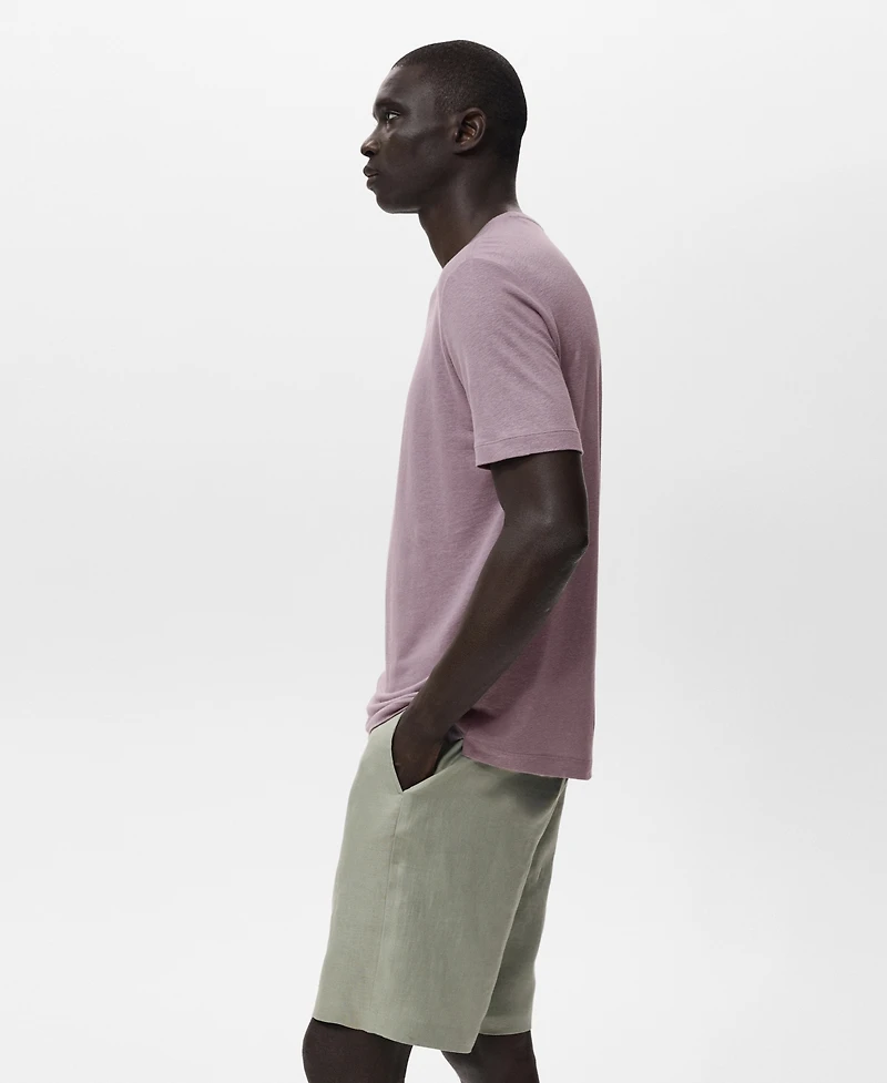Mango Men's Linen Slim-Fit T-Shirt