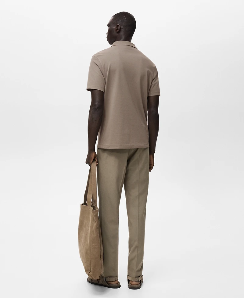 Mango Men's Cotton Pique Polo Shirt