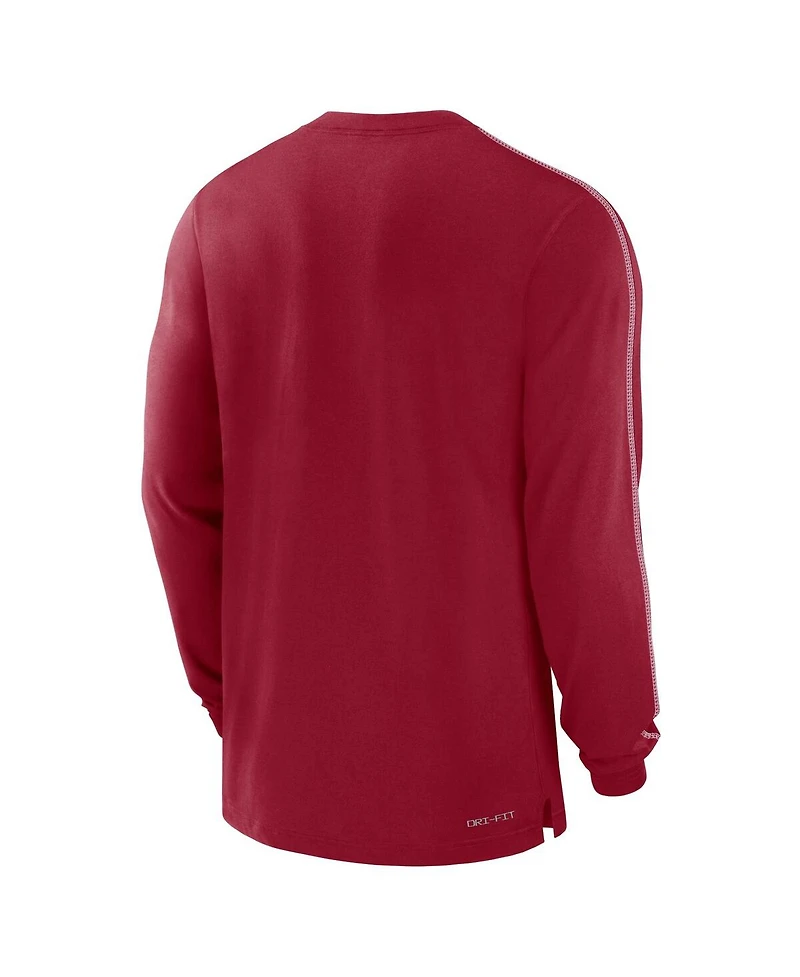 Jordan Men's Crimson Oklahoma Sooners 2024 Sideline Player Tri-Blend Performance Long Sleeve T-Shirt